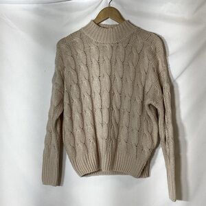 LINE and Dot Beige Cable Knit Lightweight Sweater Size XS